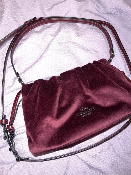 Coach Handbags - Coach Velvet Shoulder Bag in Deep Wine